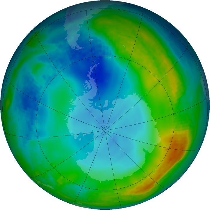 Antarctic ozone map for 23 June 2002